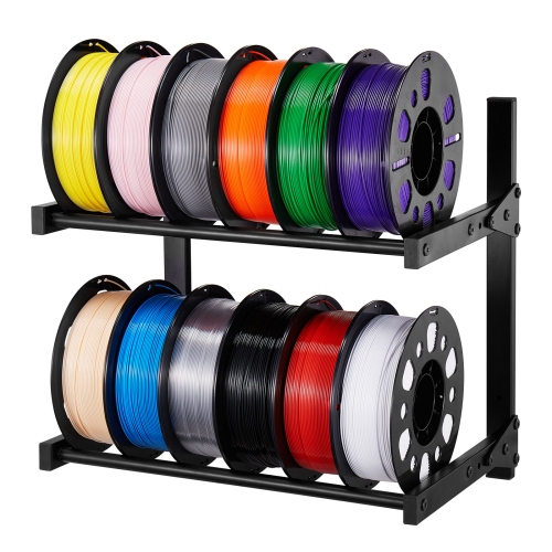 VEVOR 2-Tier Wall Mount Printer Filament Storage Rack, Wall Bracket Storage Shelf, Rolling Filament Spool Holders Racks with Wheels, Filaments