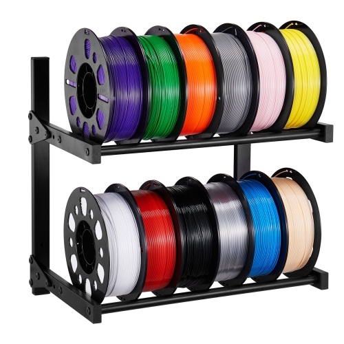 VEVOR 2-Tier Wall Mount Printer Filament Storage Rack, Wall Bracket Storage Shelf, Rolling Filament Spool Holders Racks with Wheels, Filaments