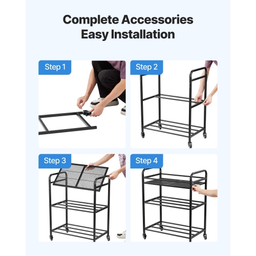 VEVOR 3D Printer Filament Storage Rack, 3 Tier Heavy Duty Storage Shelf, Rolling Filament Spool Holders Racks with Wheels, Filaments Organzied for 3D