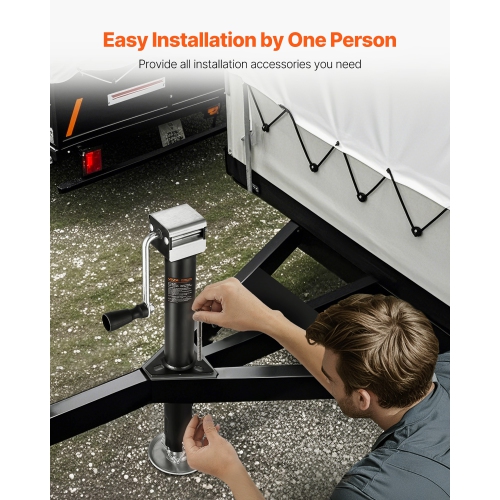 VEVOR 5000 lbs Load A-Frame Trailer Jack, Trailer Jack Stand with Handle & Rectangular Footpad, 15-inch Vertical Travel, Suitable for RV, Horse,