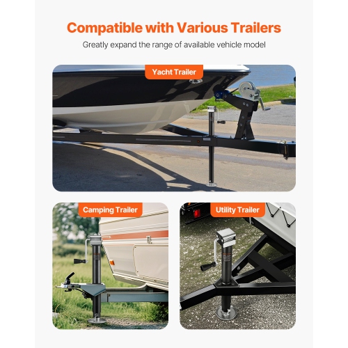 VEVOR 5000 lbs Load A-Frame Trailer Jack, Trailer Jack Stand with Handle & Rectangular Footpad, 15-inch Vertical Travel, Suitable for RV, Horse,
