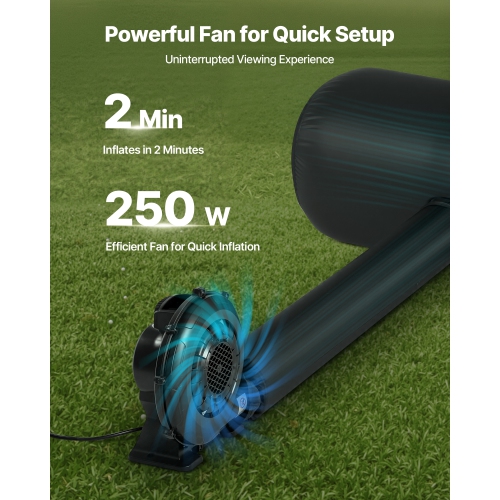 Écran de projection gonflable VEVOR de 20 pi, écran de cinéma gonflable extérieur avec souffleur d'air 250&nbsp;W Écran de projection en tissu Oxford