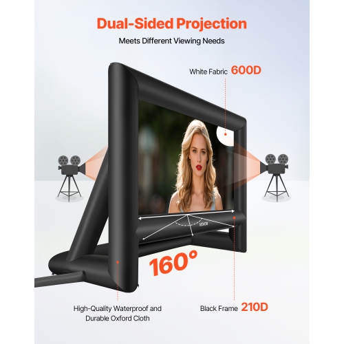 VEVOR 18FT Inflatable Movie Screen, Inflatable Projector Screen with Portable Storage Bag, 16:9 Easy Set Up Movie Projection for Outdoor Backyard,
