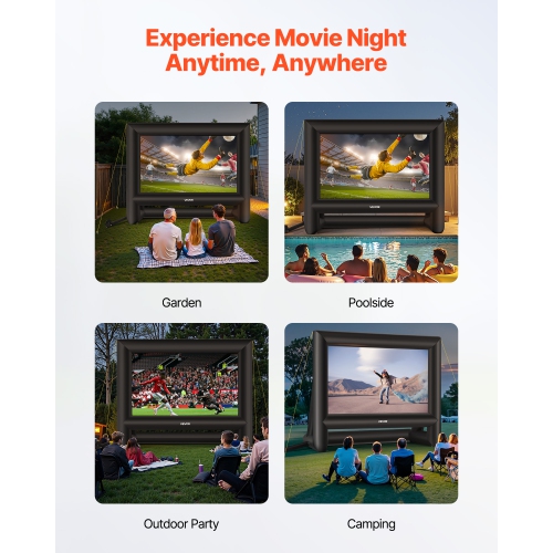 VEVOR 18FT Inflatable Movie Screen, Inflatable Projector Screen with Portable Storage Bag, 16:9 Easy Set Up Movie Projection for Outdoor Backyard,