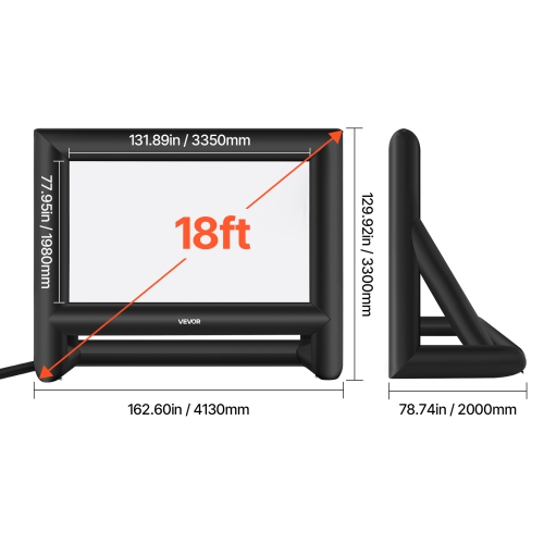 VEVOR 18FT Inflatable Movie Screen, Inflatable Projector Screen with Portable Storage Bag, 16:9 Easy Set Up Movie Projection for Outdoor Backyard,