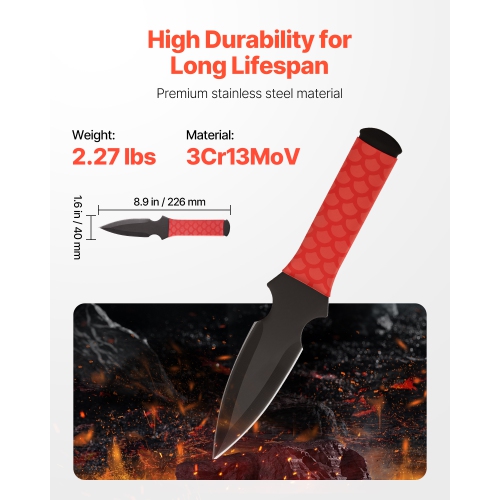 VEVOR 6 Pack Throwing Knives Set, 8.9 inch Stainless Steel Well-balanced Knives with Protective Black Nylon Sheath, Ideal Companion for Throwing