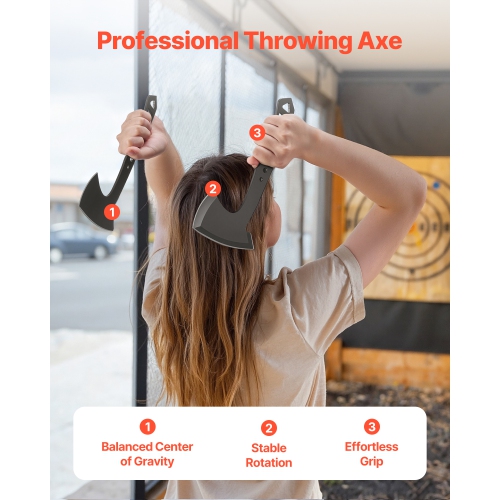 VEVOR 3 Pack Throwing Axes and Tomahawks, Multi-Functional Handle with Wrench and Bottle Opener, Stainless Steel, with Black Nylon Sheath, for