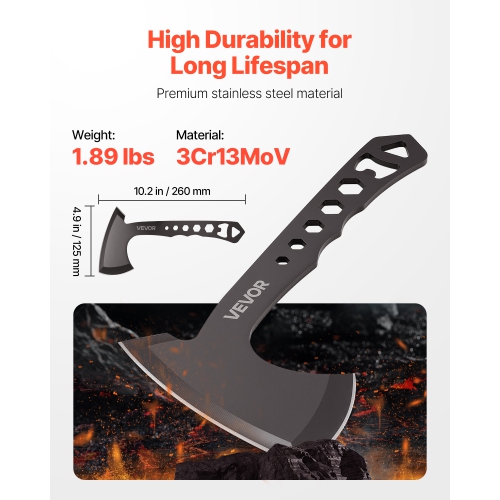 VEVOR 3 Pack Throwing Axes and Tomahawks, Multi-Functional Handle with Wrench and Bottle Opener, Stainless Steel, with Black Nylon Sheath, for