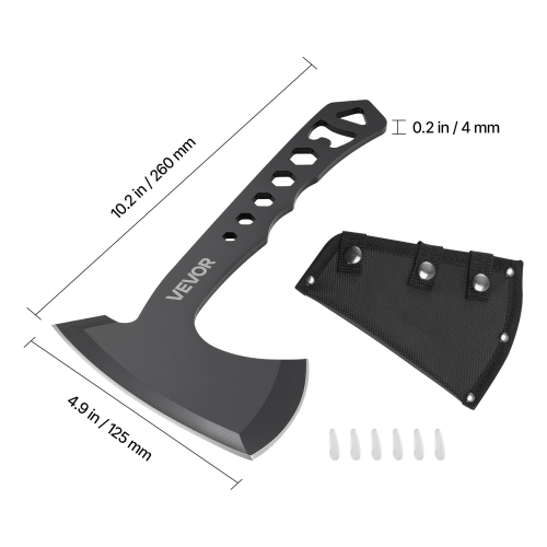 VEVOR 3 Pack Throwing Axes and Tomahawks, Multi-Functional Handle with Wrench and Bottle Opener, Stainless Steel, with Black Nylon Sheath, for