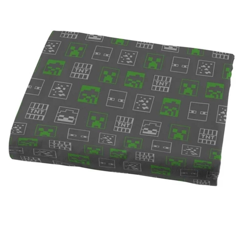 Ensemble de draps 4 pièces pour enfants Minecraft Icon Adventure - Drap plat, drap-housse et 2 taies d'oreiller