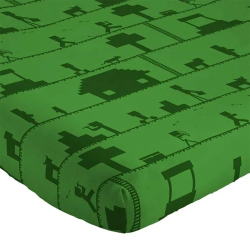 Ensemble de draps 4 pièces pour enfants Minecraft Icon Adventure - Drap plat, drap-housse et 2 taies d'oreiller