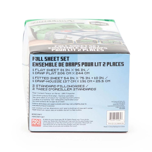 Ensemble de draps 4 pièces pour enfants Minecraft Icon Adventure - Drap plat, drap-housse et 2 taies d'oreiller