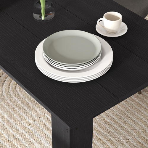 HOMCOM 47" Dining Table for 4-6 People, Modern Rectangular Kitchen Table with Wood Effect for Dining Room, Living Room, Black