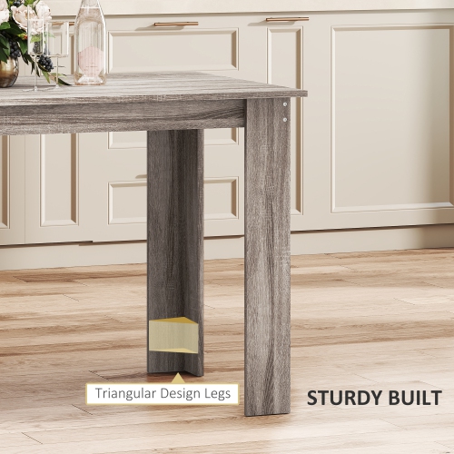 HOMCOM 47" Dining Table for 4-6 People, Modern Rectangular Kitchen Table with Wood Effect for Dining Room, Living Room, Light Grey