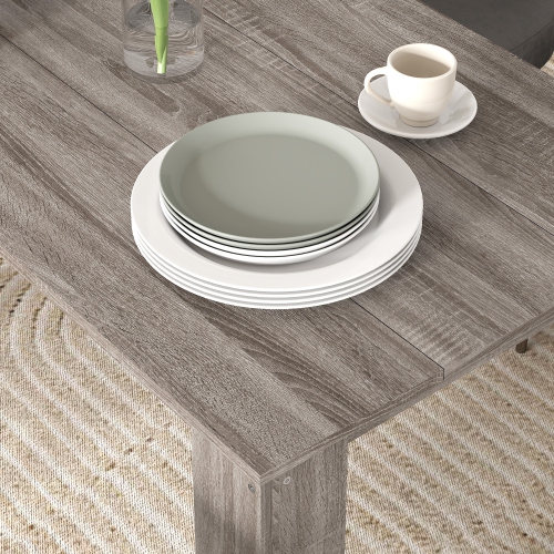 HOMCOM 47" Dining Table for 4-6 People, Modern Rectangular Kitchen Table with Wood Effect for Dining Room, Living Room, Light Grey