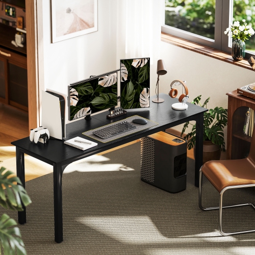 HOMCOM Large Computer Desk, 71" Long Home Office Desk for Two Person, Multi-Purpose Computer Table for Home Office Study, Distressed Black