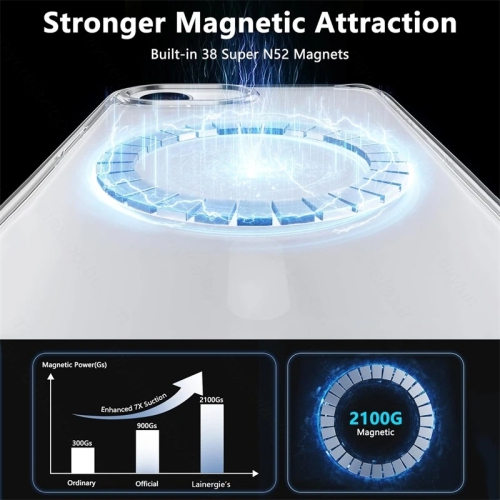 Étui magnétique Tasnim pour iPhone 16 6,1&nbsp;po compatible avec chargement sans fil MagSafe, couvercle antichoc, dos transparent antirayure - Rose