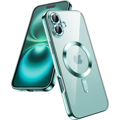 Étui magnétique Tasnim pour iPhone 16 6,1&nbsp;po Compatible avec le chargement sans fil MagSafe, couvercle antichoc, dos transparent antirayure -