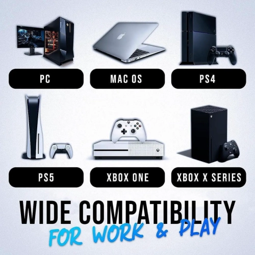 KLIM Chroma Wireless Gaming Keyboard RGB – Backlit Rechargeable Keyboard – Quiet Water-Resistant Ergonomic Teclado Gamer – PC, PS5, PS4, Xbox One,