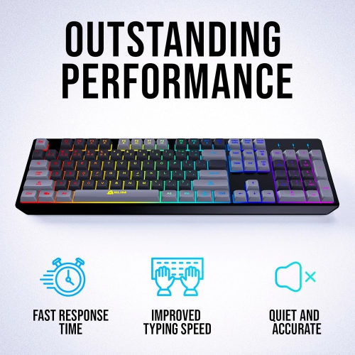 Clavier de jeu sans fil RVB Chroma de KLIM – Clavier sans fil rétroéclairé avec batterie rechargeable – Clavier de jeu ergonomique silencieux