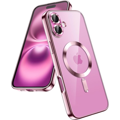 Étui magnétique Tasnim pour iPhone 16 Plus de 6,7&nbsp;po compatible avec chargement sans fil MagSafe, couvercle antichoc, dos transparent antirayure