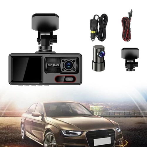 Enregistreur de conduite à 3 canaux avec enregistreur de conduite à l'avant et à l'arrière HD 1080p Caméra de voiture à trois voies