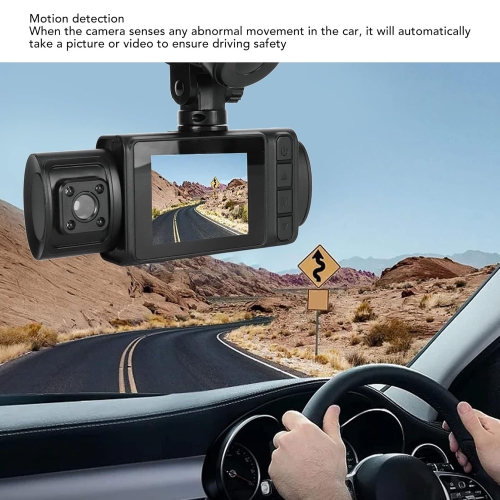 3-lens dash cam - HD 1080P recording for front, interior, and rear vehicles, with Wi-Fi, night vision, and parking assistance, 2-inch IPS screen, and