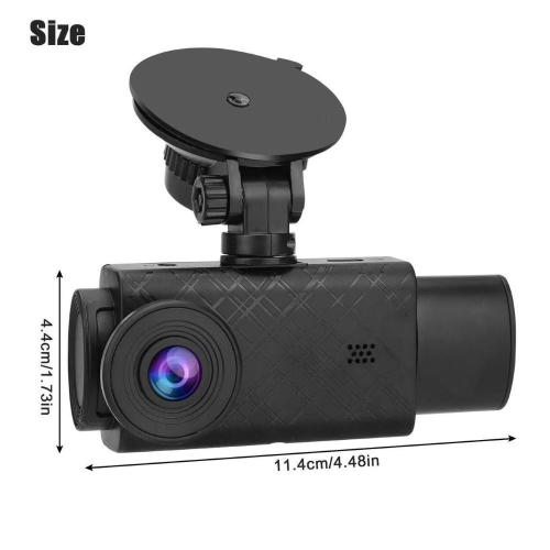 3-lens dash cam - HD 1080P recording for front, interior, and rear vehicles, with Wi-Fi, night vision, and parking assistance, 2-inch IPS screen, and