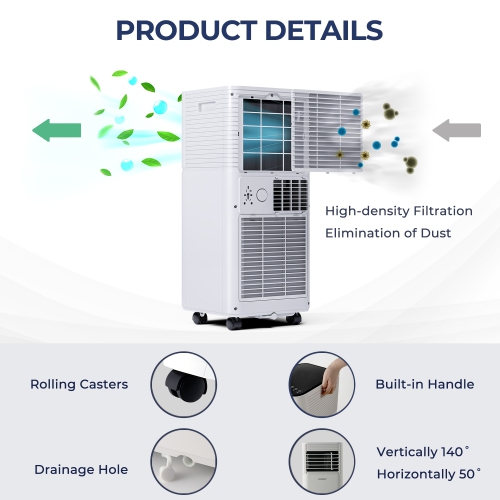 8000 BTU Air Cooler with Dehumidifier and Fan for Home and Office