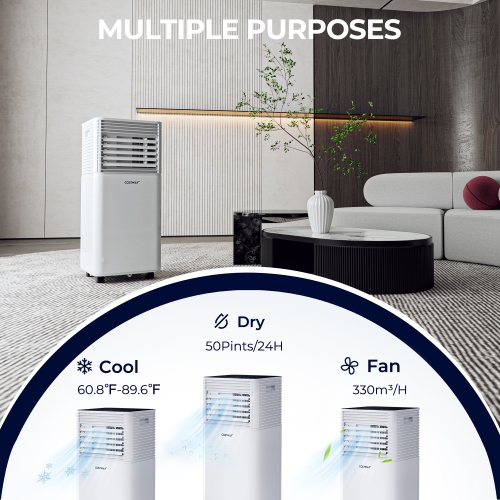 10000 BTU Cooling Unit with Fan and Dehumidifier for Bedroom or Living Room