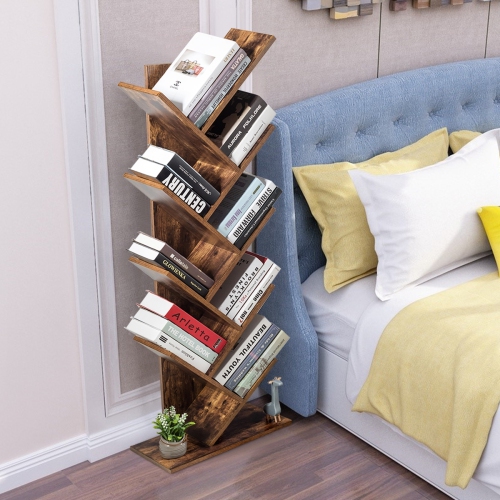 8-Tier Freestanding Tree Bookshelf with Open Storage Shelves
