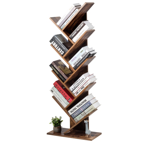 8-Tier Freestanding Tree Bookshelf with Open Storage Shelves