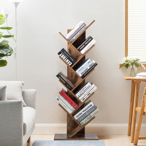 8-Tier Freestanding Tree Bookshelf with Open Storage Shelves