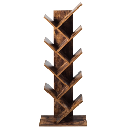 8-Tier Freestanding Tree Bookshelf with Open Storage Shelves