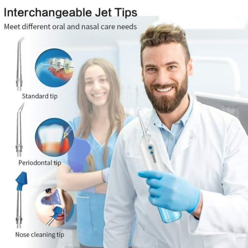 Irrigateur buccal électrique sans fil, nettoyant interdentaire, soin des dents et des gencives, hydropulseur, 3&nbsp;mois, 5 buses de rechange
