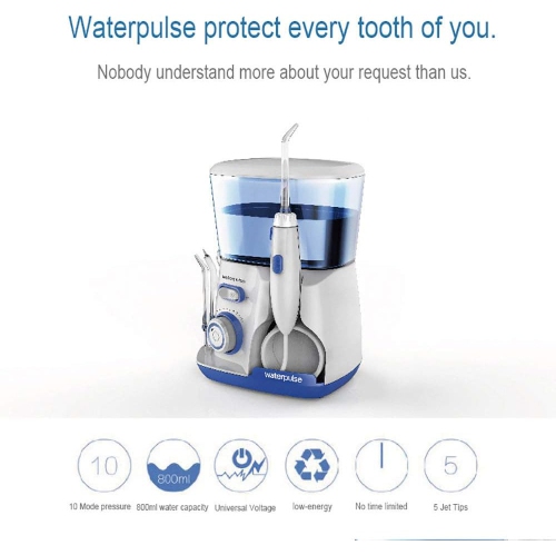Irrigateur oral portatif pour les soins buccaux à domicile avec débit d'eau pulsé, 10 réglages de pression d'eau et nettoyage à 360 degrés