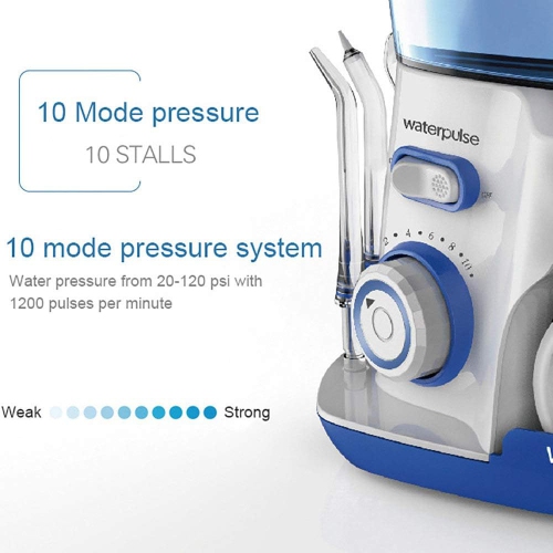 Irrigateur oral portatif pour les soins buccaux à domicile avec débit d'eau pulsé, 10 réglages de pression d'eau et nettoyage à 360 degrés