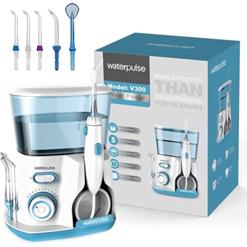 Irrigateur oral portatif pour les soins buccaux à domicile avec débit d'eau pulsé, 10 réglages de pression d'eau et nettoyage à 360 degrés