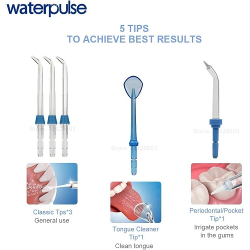 Irrigateur oral portatif pour les soins buccaux à domicile avec débit d'eau pulsé, 10 réglages de pression d'eau et nettoyage à 360 degrés