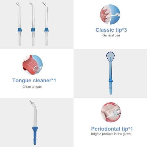 Irrigateur oral portatif pour les soins buccaux à domicile avec débit d'eau pulsé, 10 réglages de pression d'eau et nettoyage à 360 degrés