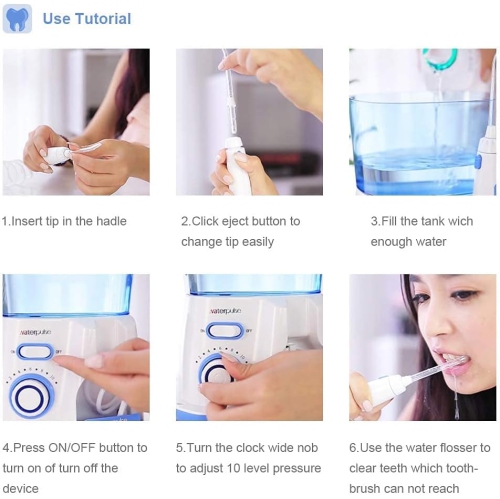 Irrigateur oral portatif pour les soins buccaux à domicile avec débit d'eau pulsé, 10 réglages de pression d'eau et nettoyage à 360 degrés