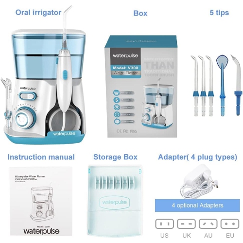 Irrigateur oral portatif pour les soins buccaux à domicile avec débit d'eau pulsé, 10 réglages de pression d'eau et nettoyage à 360 degrés