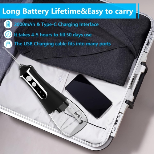 Irrigateur buccal électrique sans fil, nettoyant interdentaire, soin des dents et des gencives, hydropulseur, 3 mois, 5 buses de rechange