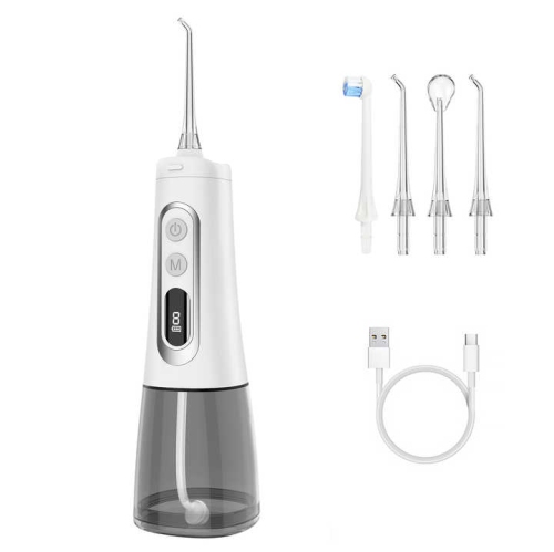 Irrigateur oral professionnel, rotation à 360 degrés, 5 buses, 8 vitesses, 400&nbsp;ml, Chargement USB
