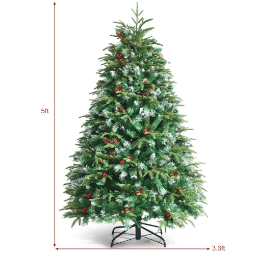 Pre-Lit Snowy Hinged Christmas Tree with Multi-Color Flashing Lights