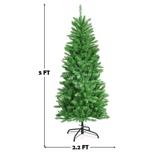 Arbre de Noël mince de 5 pi – Sapin artificiel illuminé avec 150 lumières