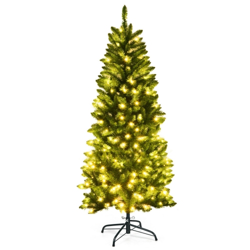 Arbre de Noël mince de 5 pi – Sapin artificiel illuminé avec 150 lumières