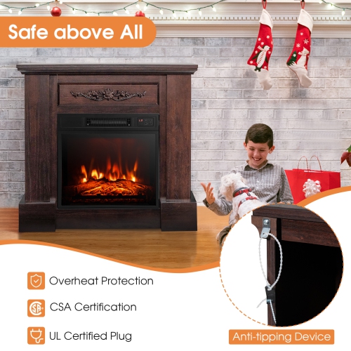Meuble pour téléviseur avec foyer électrique de 1400&nbsp;W avec télécommande pour décorer le salon