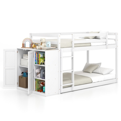Bunk Bed with Convertible Bookcase and Ladder for Kids’ Bedroom