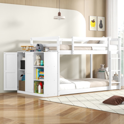 Bunk Bed with Convertible Bookcase and Ladder for Kids’ Bedroom